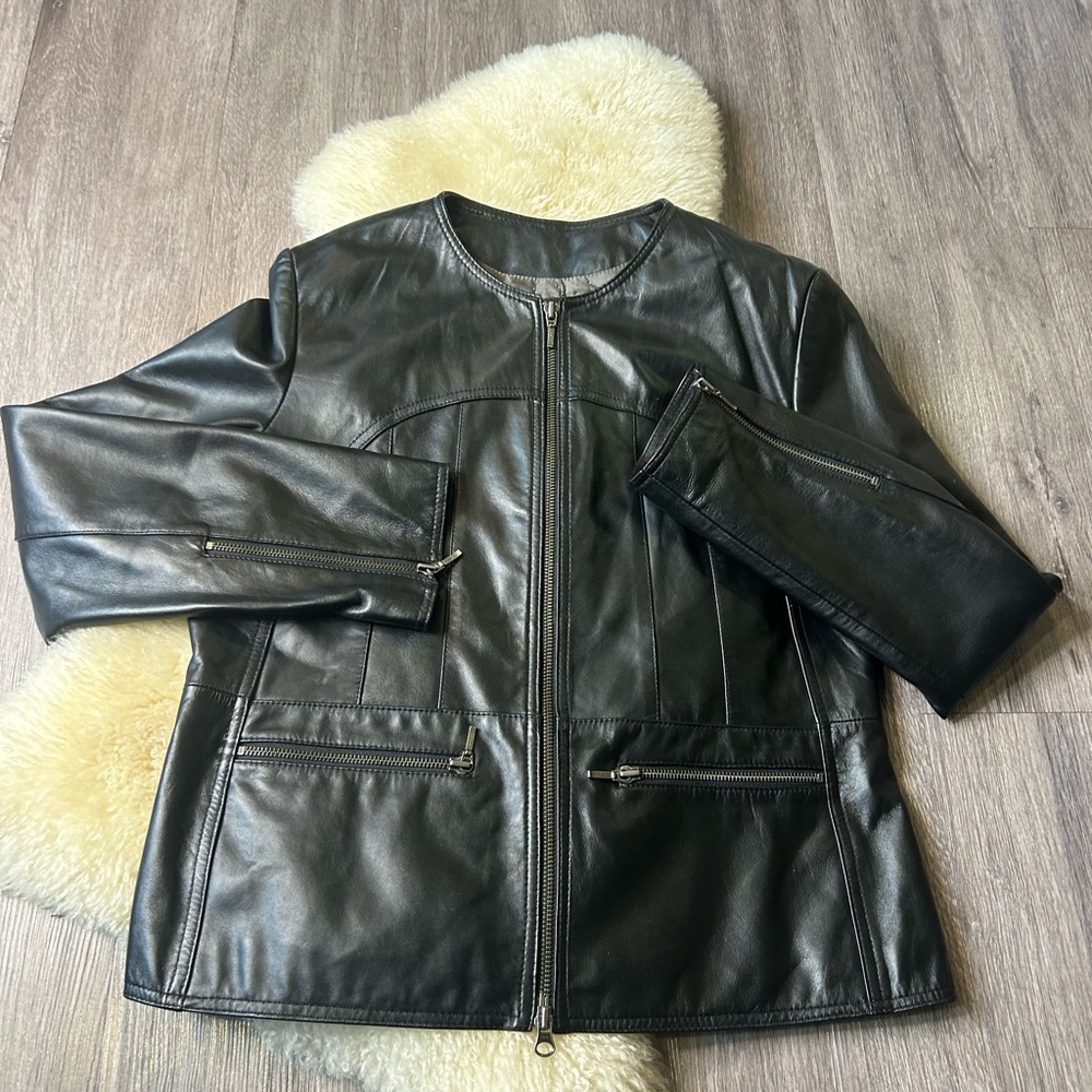 Tristan Women’s Black Leather Zip-Front Jacket